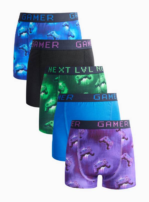 Gamer Print Trunks 5 Pack 8-9 years